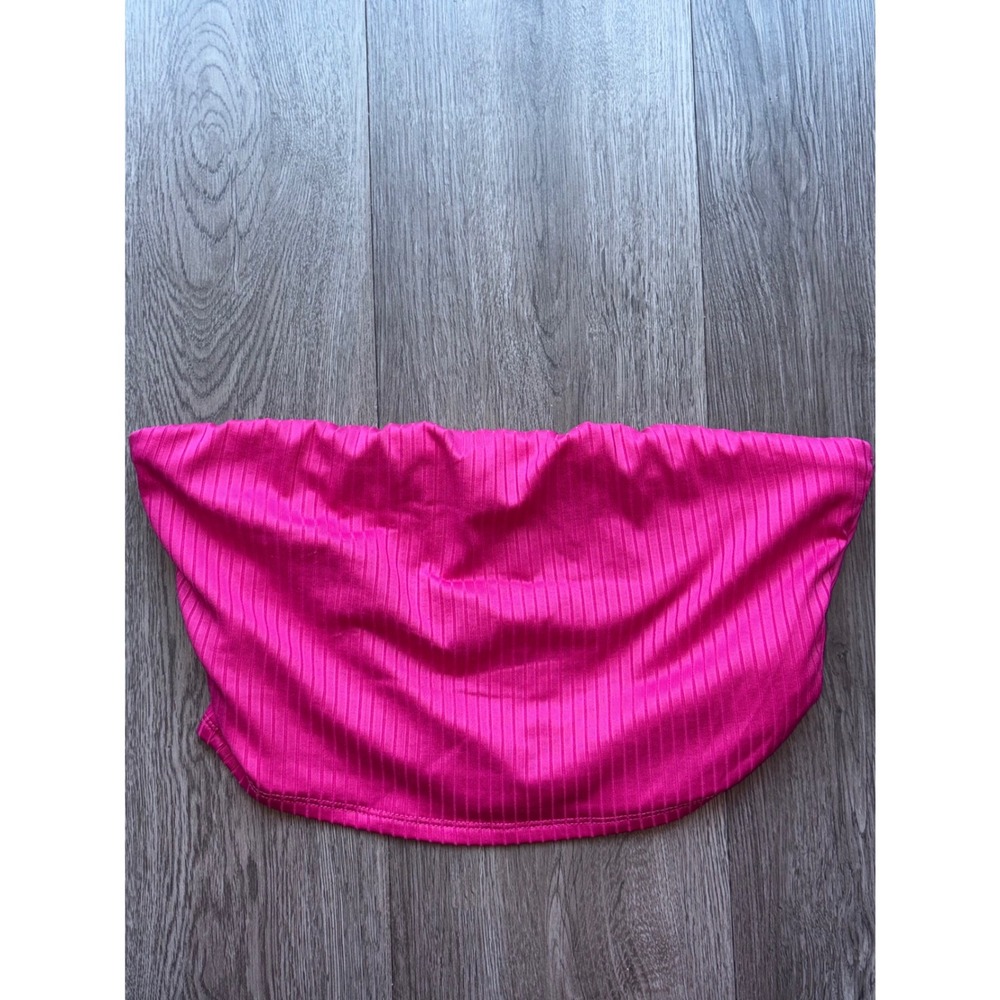 Fashion Nova Womens Ribbed Tube Top Hot Pink Strapless Crop Top RU47961 Large